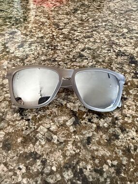 Woman’s Matte Taupe Frame Sunglasses with Silver Mirror Lenses